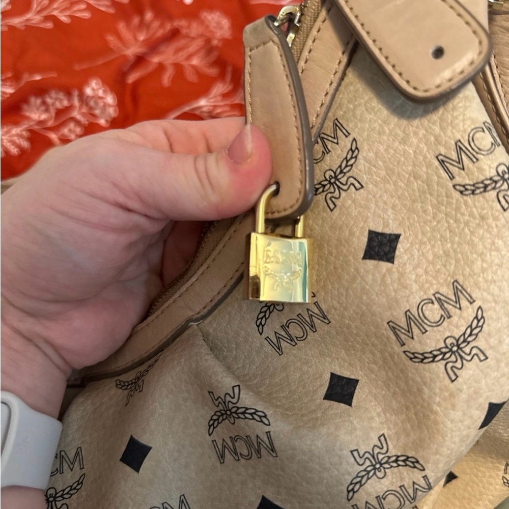Authentic MCM Tan Monogram Shoulder Bag - Picture 5 of 10